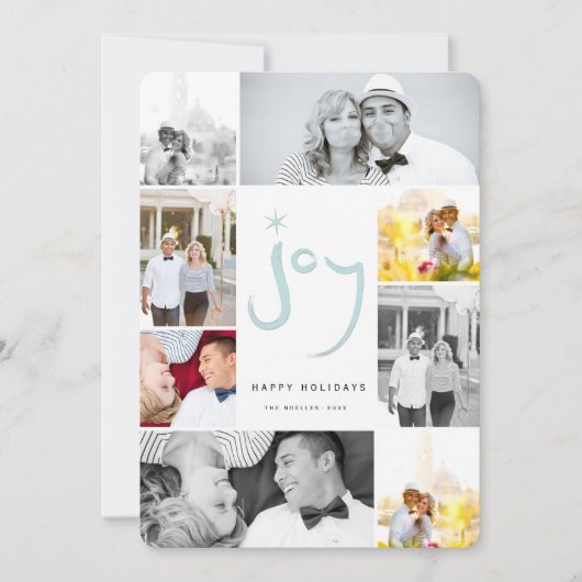 ブラシ仕上げジョイ書道スターブルー6フォトコラージュ シーズンカード (正面)