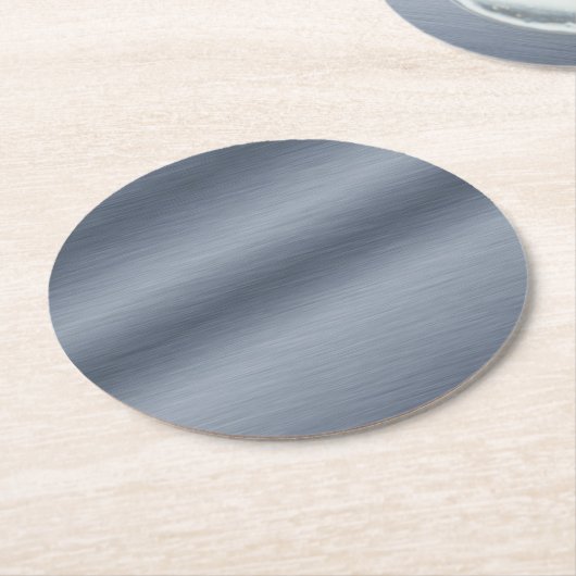 ブラシ仕上げスチールの外観のエレガント背景 ラウンドペーパーコースター (アングル)
