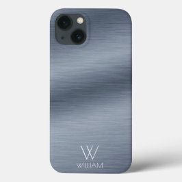 ブラシ仕上げステンレス鋼DesigPersonalizedモノグラム iPhone 13ケース