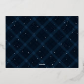 ブラシ仕上げネイビープレイドメリークリスマスノンフォト 箔シーズンカード (裏面)