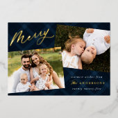 ブラシ仕上げネイビーPlaid 3写真 箔シーズンカード (正面)