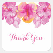 ブラシ仕上げハイビスカスフローラサンキューステッカー スクエアシール (正面)