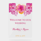 ブラシ仕上げハイビスカス結婚フローラ アクリルサイン (正面)