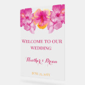 ブラシ仕上げハイビスカス結婚フローラ アクリルサイン (傾斜)