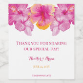 ブラシ仕上げハイビスカス結婚フローラ ワインラベル (シングルラベル)