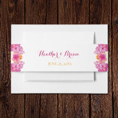 ブラシ仕上げハイビスカス結婚フローラ 招待状ベリーバンド