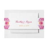 ブラシ仕上げハイビスカス結婚フローラ 招待状ベリーバンド (正面例)