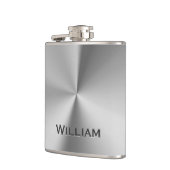 ブラシ仕上げパーソナライズされた金属名 フラスク (左)