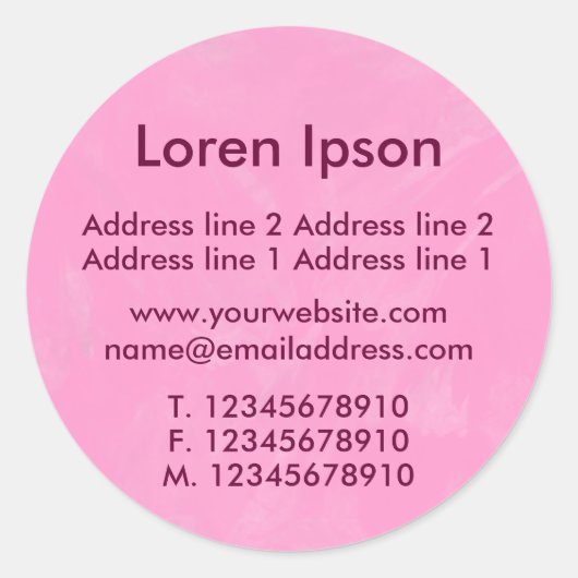 ブラシ仕上げピンクビジネス/プロフィール ラウンドシール (正面)