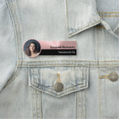 ブラシ仕上げピンクメタルプロフェッショナルカスタム写真 名札 (インサイチュ)