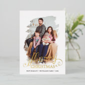 ブラシ仕上げフレームメリークリスマス年レビュー写真 箔シーズンカード (立ち正面)
