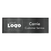 ブラシ仕上げブラックカスタムガンメタルのロゴスタッフ名タグ 名札 (正面)