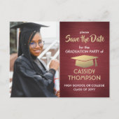 ブラシ仕上げブルゴーニュ卒業写真保存 ポストカード (正面)