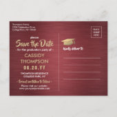 ブラシ仕上げブルゴーニュ卒業写真保存 ポストカード (裏面)