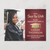 ブラシ仕上げブルゴーニュ卒業写真保存 ポストカード (正面)