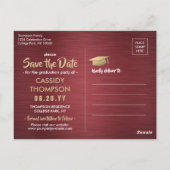 ブラシ仕上げブルゴーニュ卒業写真保存 ポストカード (裏面)