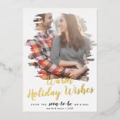 ブラシ仕上げホイル暖かいウィーズ婚約写真 箔シーズンカード (正面)