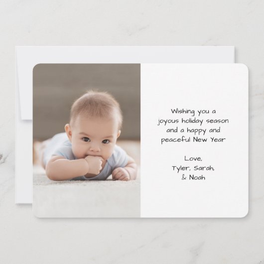 ブラシ仕上げホワイトスクリプトクリスマス&新年2写真 シーズンカード (裏面)