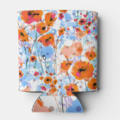 ブラシ仕上げポピー:抽象芸術フローラテクスチャ 缶クーラー (裏面)