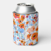 ブラシ仕上げポピー:抽象芸術フローラテクスチャ 缶クーラー (缶裏面)