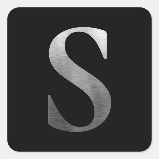 ブラシ仕上げメタリックシルバー モノグラム S ブラック スクエアシール (正面)