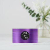 ブラシ仕上げメタリックパープル会社のロゴQRコード 名刺 (スタンド正面)