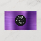 ブラシ仕上げメタリックパープル会社のロゴQRコード 名刺 (正面)