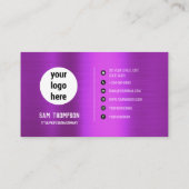 ブラシ仕上げメタリックパープルQRコードビジネスロゴ 名刺 (裏面)