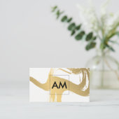 ブラシ仕上げメタリックフェイク金ゴールド付きモノグラム 名刺 (スタンド正面)