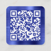 ブラシ仕上げメタリックブルー会社ロゴQRコード スクエア名刺 (裏面)