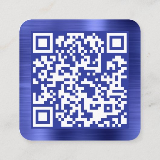 ブラシ仕上げメタリックブルー会社ロゴQRコード スクエア名刺 (裏面)