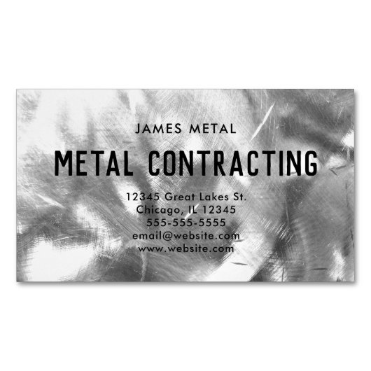 ブラシ仕上げメタルのテクスチャフォト マグネット名刺