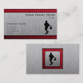 ブラシ仕上げメタルの外観、バスケットボール；赤 名刺 (正面/裏面)