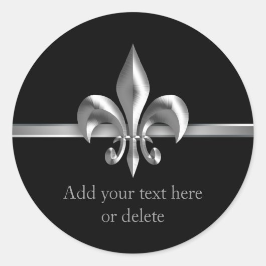 ブラシ仕上げメタルスタイルシルバー(紋章の)フラ・ダ・リ ラウンドシール (正面)