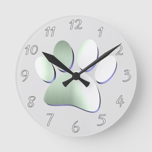 ブラシ仕上げメタルドッグポープリント ラウンド壁時計 (正面)