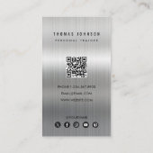 ブラシ仕上げメタルパーソナルトレーナーフィットネス写真 名刺 (裏面)