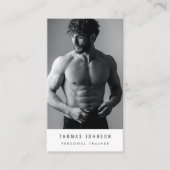 ブラシ仕上げメタルパーソナルトレーナーフィットネス写真 名刺 (正面)