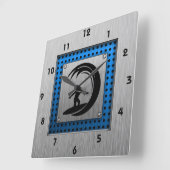ブラシ仕上げメタルルックサーフィン スクエア壁時計 (傾斜)