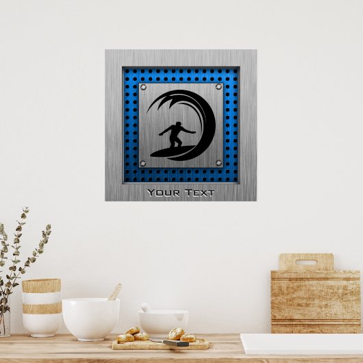 ブラシ仕上げメタルルックサーフィン ポスター (キッチン)