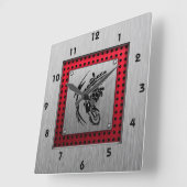 ブラシ仕上げメタルルックダートバイク スクエア壁時計 (傾斜)