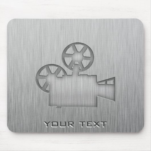 ブラシ仕上げメタルルックムービーカメラ マウスパッド (正面)