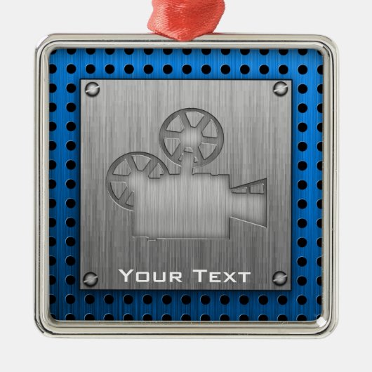 ブラシ仕上げメタルルックムービーカメラ メタルオーナメント (正面)