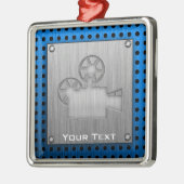 ブラシ仕上げメタルルックムービーカメラ メタルオーナメント (左)