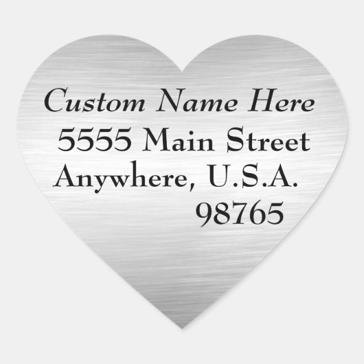 ブラシ仕上げメタルルック住所 シールハート ハートシール (正面)