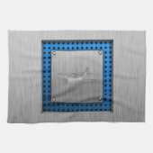 ブラシ仕上げメタルルック飛行機 キッチンタオル (横)