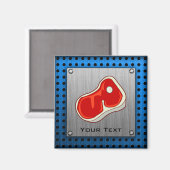 ブラシ仕上げメタルルビュッチャーステーキ マグネット (正面/裏面)