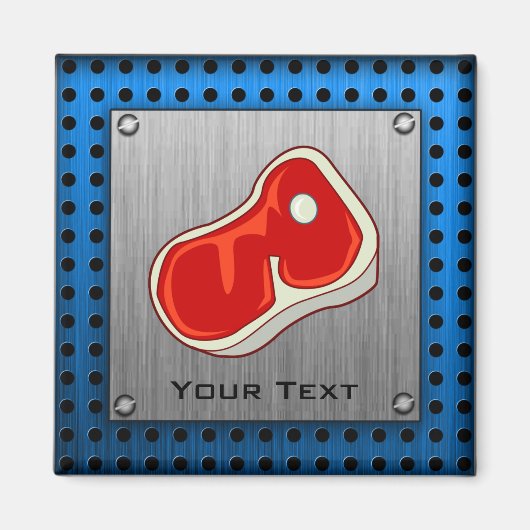 ブラシ仕上げメタルルビュッチャーステーキ マグネット (正面)