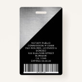 ブラシ仕上げメタル従業員フォトロゴバーコード名が不正 バッジ (裏面)