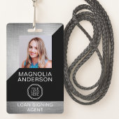 ブラシ仕上げメタル従業員フォトロゴバーコード名が不正 バッジ