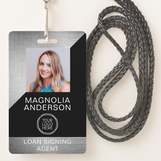 ブラシ仕上げメタル従業員フォトロゴバーコード名が不正 バッジ